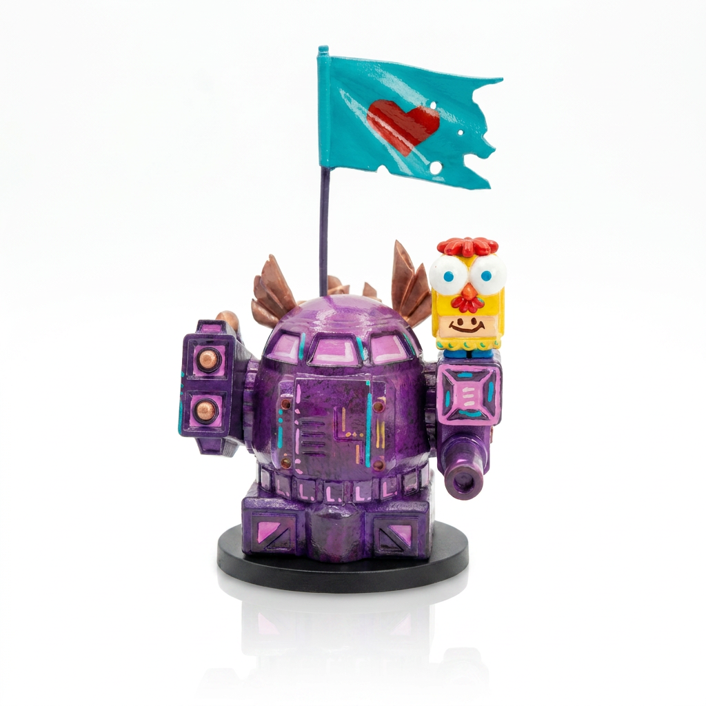 art Toy Niño Pollito y Robot por Sandra Layon
