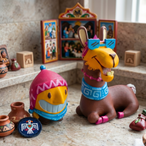art toy por Sandra Layon Pepe Llama y Kusi