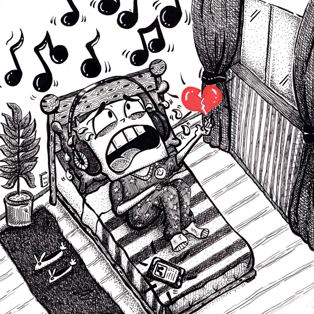 ilustración que habla sobre el tema del amor y el desamor